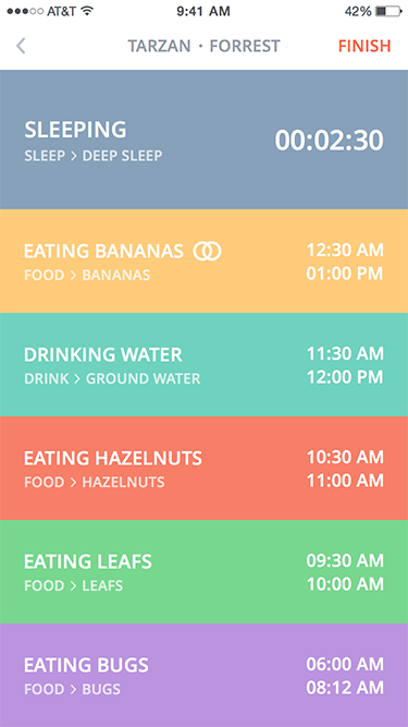Pongo Activities List UI Pongo Activities List UI