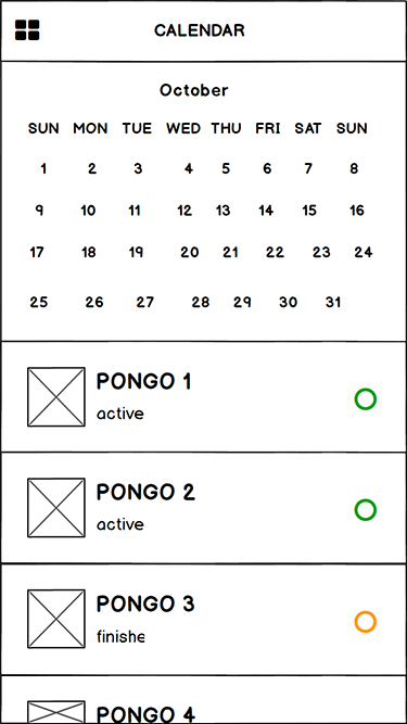 Pongo Calendar Overview Wireframe Pongo Calendar Overview Wireframe